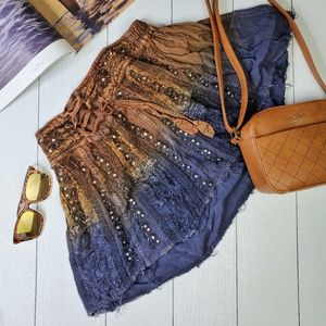 Hand-stitched Jamaican Multicolored Drawstring Miniskirt